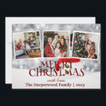 Cartes Pour Fêtes Annuelles Elégant Snowman Joy Christmas Family Photo Collage<br><div class="desc">Elégant Snowman Joy Christmas Family Photo Collage</div>