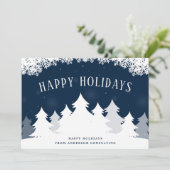 Cartes Pour Fêtes Annuelles Élégant Snowy Trees (Debout devant)