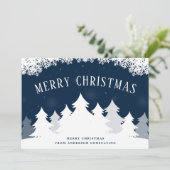 Cartes Pour Fêtes Annuelles Élégant Snowy Trees Noël Entreprise (Debout devant)
