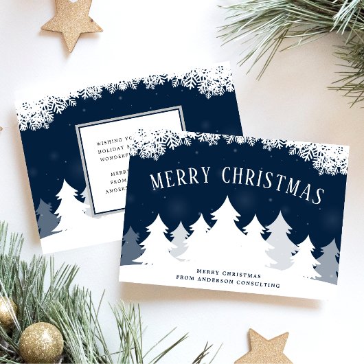 Cartes Pour Fêtes Annuelles Élégant Snowy Trees Noël Entreprise