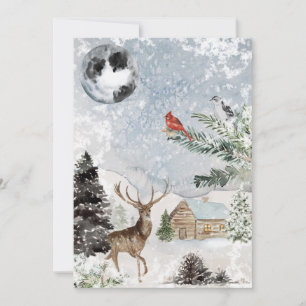 Cartes Pour Fêtes Annuelles Élégant Snowy Winter Wonderland Deer Cardinal