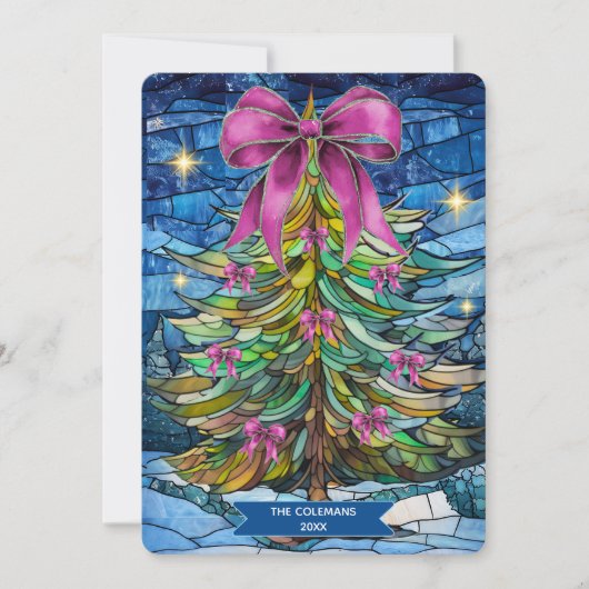 Cartes Pour Fêtes Annuelles Elegant stained glass coquette bow Christmas tree (Devant)