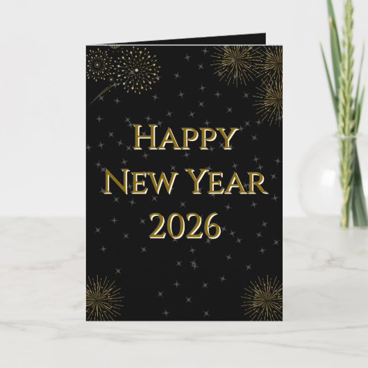 Cartes Pour Fêtes Annuelles Elegant Starry New Year 2026 Folded Holiday Card (Devant)