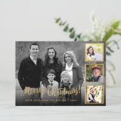 Cartes Pour Fêtes Annuelles Elégant Styish Gold Joyeux Noël Collage (Debout devant)