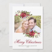 Cartes Pour Fêtes Annuelles Élégant style Noël Poinsettia photo de vacances (Devant)