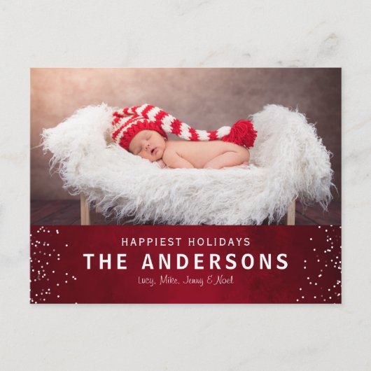 Cartes Pour Fêtes Annuelles Elégant style rouge Joyeux vacances Noël (Devant)