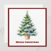 Cartes Pour Fêtes Annuelles Elégant stylé rustique Aquarelle Arbre de Noël (Devant / Derrière)