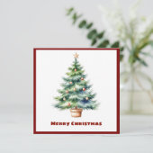 Cartes Pour Fêtes Annuelles Elégant stylé rustique Aquarelle Arbre de Noël (Debout devant)