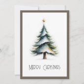 Cartes Pour Fêtes Annuelles Elégant stylé rustique Aquarelle Arbre de Noël (Devant)