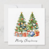 Cartes Pour Fêtes Annuelles Elégant stylé rustique Aquarelle Arbre de Noël (Devant)