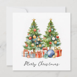 Cartes Pour Fêtes Annuelles Elégant stylé rustique Aquarelle Arbre de Noël