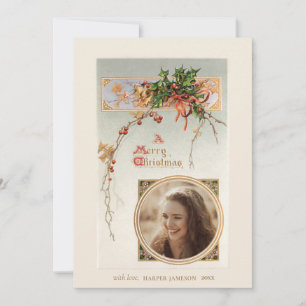 Cartes Pour Fêtes Annuelles Élégant Style Vintage Holly et Photo