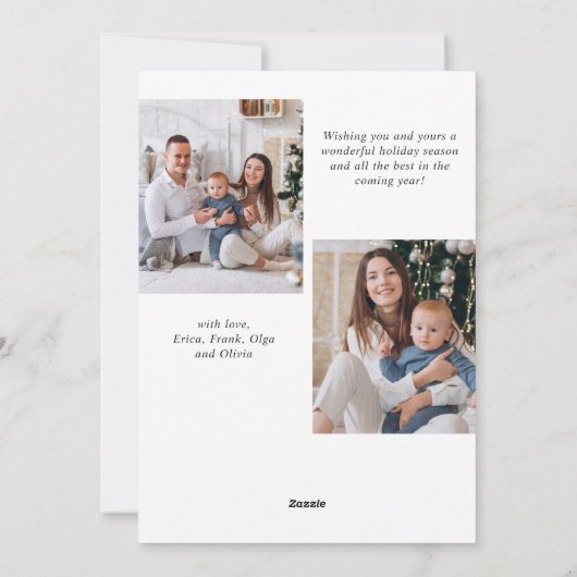 Cartes Pour Fêtes Annuelles Élégant Stylisant 3 PHOTO Noël Salutation (Dos)