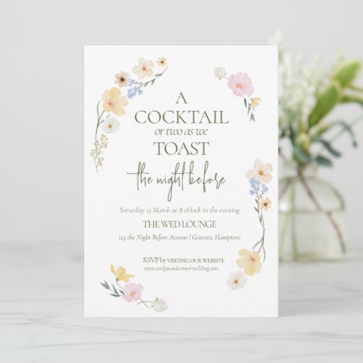 Cartes Pour Fêtes Annuelles Elegant The Night Before Boho Wildflowers Wedding (Debout devant)