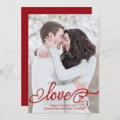 Cartes Pour Fêtes Annuelles Élégant Valentine's Day Love Script Photo (Devant / Derrière)