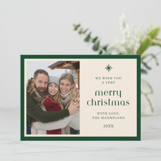 Cartes Pour Fêtes Annuelles Élégant vert à carreaux tartan chic plat (Debout devant)