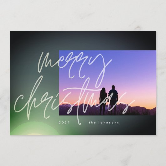 Cartes Pour Fêtes Annuelles Élégant vert brillant Noël dégradé Ombre (Devant)