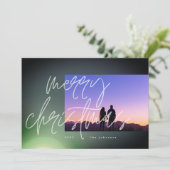 Cartes Pour Fêtes Annuelles Élégant vert brillant Noël dégradé Ombre (Debout devant)