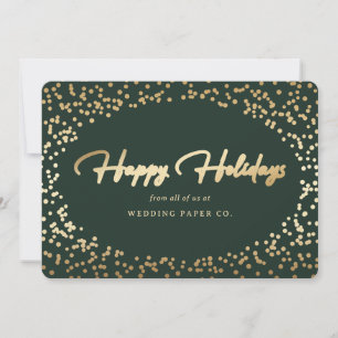 Cartes Pour Fêtes Annuelles Elégant Vert Fond Or Main Lettré Affaires