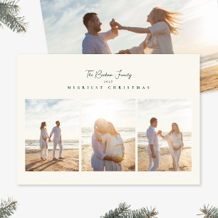 Cartes Pour Fêtes Annuelles élégant vert joyeux noël 3 collage de photos