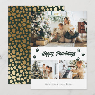 Cartes Pour Fêtes Annuelles Elégant Vert Joyeux Pawlidays Gold Stars Photo
