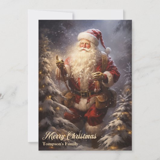 Cartes Pour Fêtes Annuelles Élégant vintage rétro classique Santa Claus (Devant)