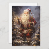 Cartes Pour Fêtes Annuelles Élégant vintage rétro classique Santa Claus (Devant / Derrière)