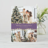 Cartes Pour Fêtes Annuelles Élégant violet doré Buffalo plaqué photo Noël  (Debout devant)