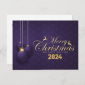 Cartes Pour Fêtes Annuelles Élégant violet Joyeux Noël, Joyeux Fêtes (Devant / Derrière)