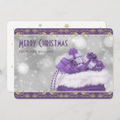 Cartes Pour Fêtes Annuelles Élégant violet or Holly Noël présente (Devant / Derrière)