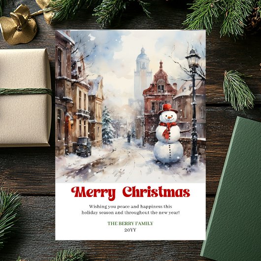 Cartes Pour Fêtes Annuelles Elegant winter scene card rustic festive red green
