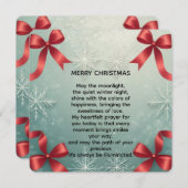 Cartes Pour Fêtes Annuelles Elegant Winter Snowflake Frame with Red Bows (Devant / Derrière)