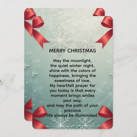 Cartes Pour Fêtes Annuelles Elegant Winter Snowflake Frame with Red Bows (Devant / Derrière)