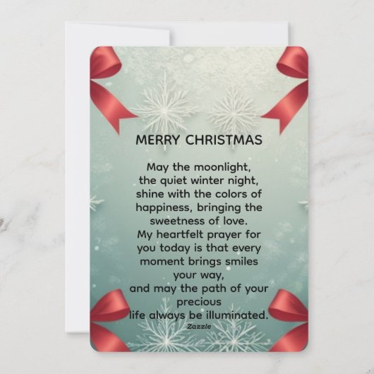 Cartes Pour Fêtes Annuelles Elegant Winter Snowflake Frame with Red Bows (Dos)