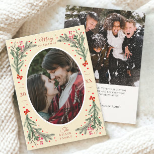 Cartes Pour Fêtes Annuelles Elégante aquarelle 2 Photo Jaune Noël 2023