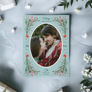 Cartes Pour Fêtes Annuelles Elégante aquarelle 2 Photo Noël 2021 Flat lue