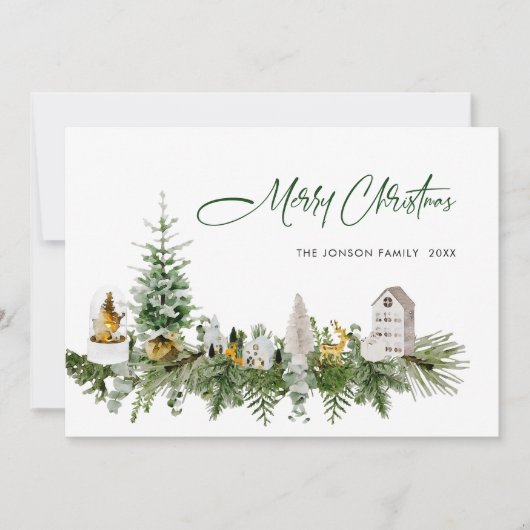 Cartes Pour Fêtes Annuelles Elégante aquarelle Composition de Noël Salutation (Devant)