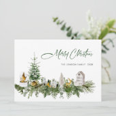 Cartes Pour Fêtes Annuelles Elégante aquarelle Composition de Noël Salutation (Debout devant)