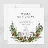 Cartes Pour Fêtes Annuelles Elégante aquarelle Composition de Noël Salutation (Devant / Derrière)