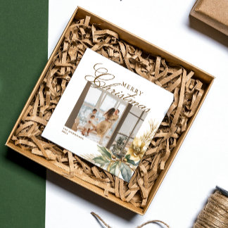 Cartes Pour Fêtes Annuelles Elégante aquarelle de Noël Verdure Photo personnal