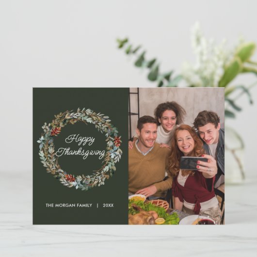 Cartes Pour Fêtes Annuelles Elégante aquarelle Feuille Thanksgiving Photo (Debout devant)