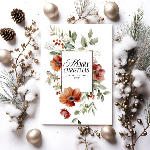 Cartes Pour Fêtes Annuelles Elégante aquarelle florale Joyeux voeux de Noël