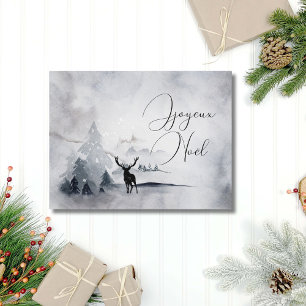 Cartes Pour Fêtes Annuelles Elégante aquarelle Forêt Cerf Nature Noël