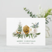 Cartes Pour Fêtes Annuelles Elégante aquarelle Joyeuse composition de Noël (Debout devant)