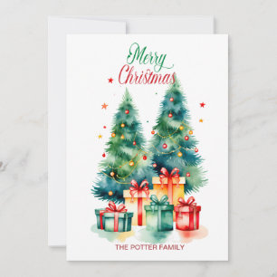 Cartes Pour Fêtes Annuelles Elégante aquarelle Noël Arbre vacances