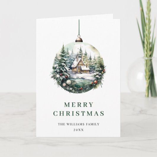 Cartes Pour Fêtes Annuelles Elégante aquarelle Noël Ornament Salutation (Devant)