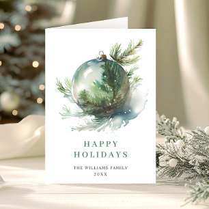 Cartes Pour Fêtes Annuelles Elégante aquarelle Noël Ornament Salutation
