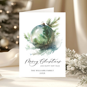 Cartes Pour Fêtes Annuelles Elégante aquarelle Noël Ornament Salutation