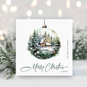 Cartes Pour Fêtes Annuelles Elégante aquarelle Noël Ornament Salutation