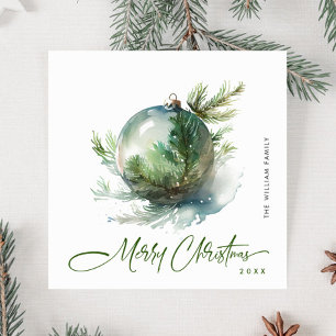 Cartes Pour Fêtes Annuelles Elégante aquarelle Noël Ornament Salutation